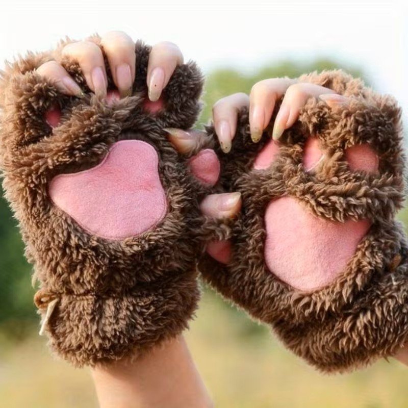 Guantes de felpa de garra de gato